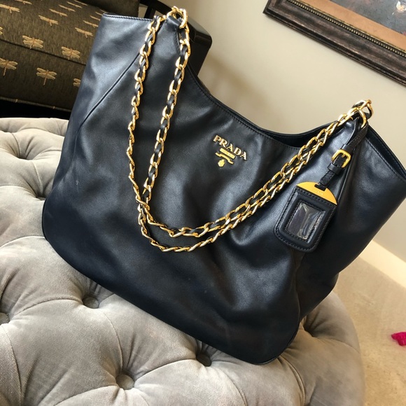 Prada Handbags - Navy leather Prada Bag